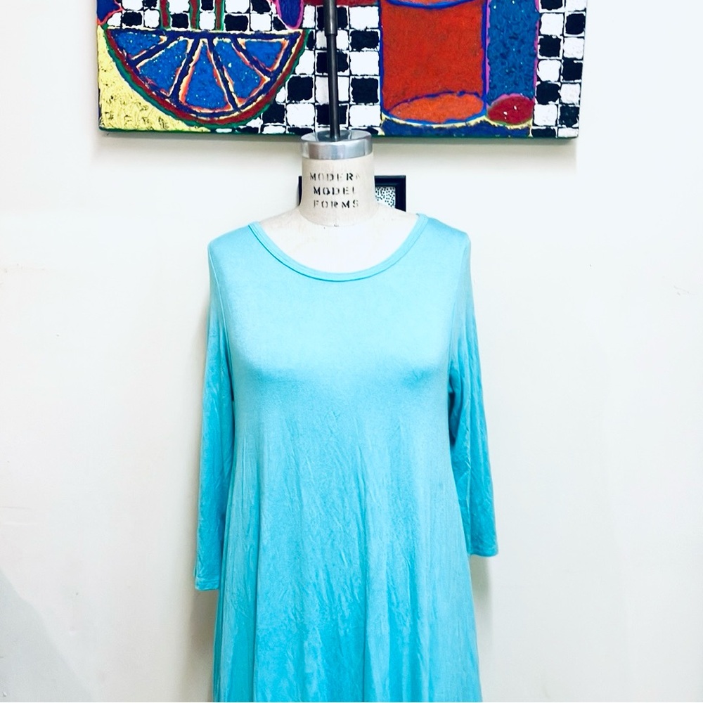 Bellamie Aqua Cotton Midi Dress